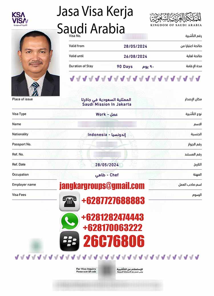 Contoh Visa Kerja Saudi Arabia