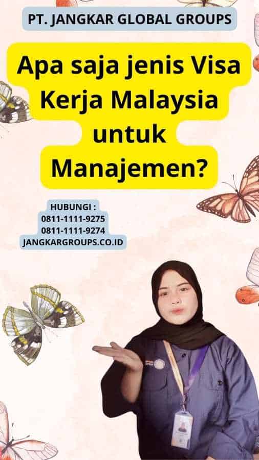 Apa saja jenis Visa Kerja Malaysia untuk Manajemen?