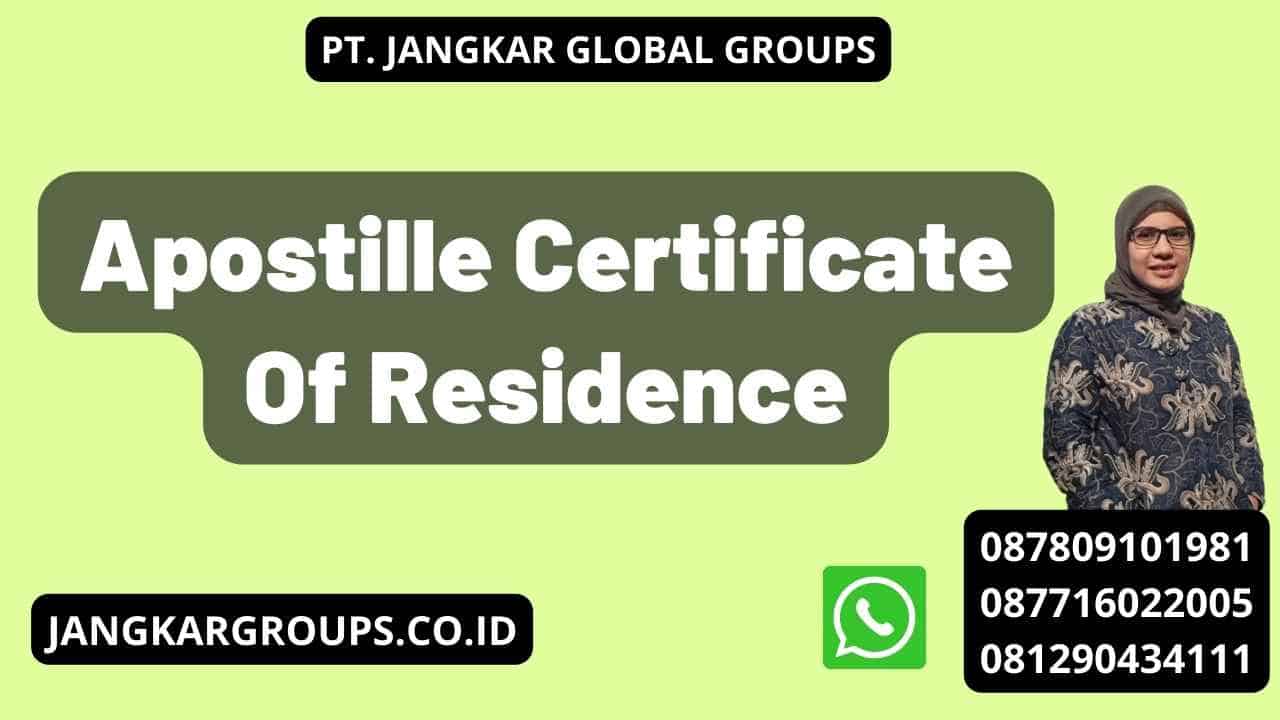 Apostille Certificate Of Residence