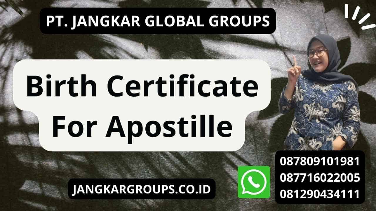 Birth Certificate For Apostille