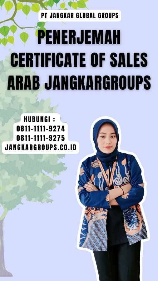 Penerjemah Certificate Of Sales Arab Jangkargroups