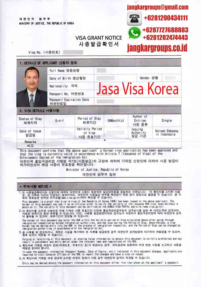 Contoh EVisa Korea